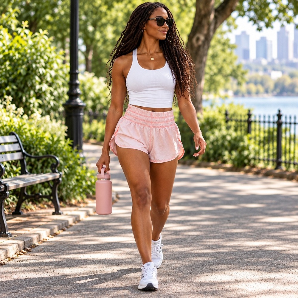 FP Movement Free People Smocked Waist Way Home Running Shorts Pink Small